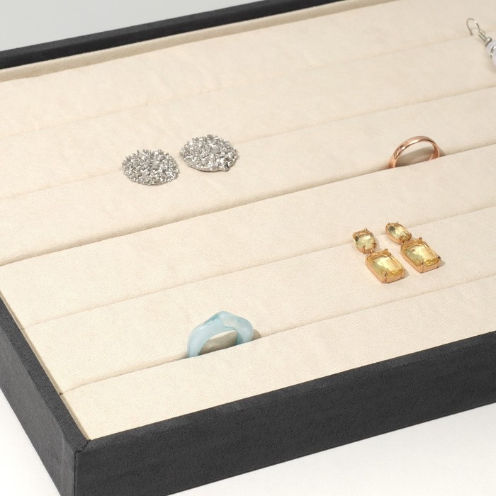 Подставка для колец 5 полос, 35&times;24&times;3 см, цвет серо-бежевый