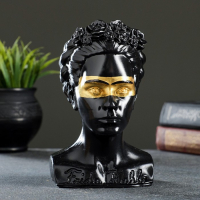 Кашпо - органайзер "Бюст Фрида" черный с золотом, 11х17х11см Кашпо - органайзер "Бюст Фрида" черный с золотом, 11х17х11см