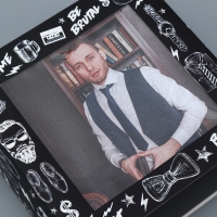 Коробка-фоторамка подарочная складная, упаковка, &laquo;Мужская&raquo;, 14 х 14 х 8 см