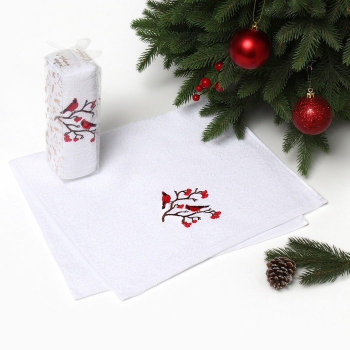 Новый год. Полотенце махровое Этель Новый год. Полотенце махровое Этель "Птицы" 30х60 см, 340 г/м2, 100% хл