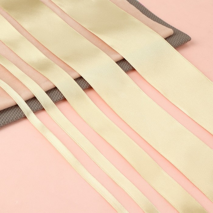 Набор атласных лент, 5 шт, размер лент: 6/10/20/40/50 мм &times; 23 &plusmn; 1 м, цвет бежевый