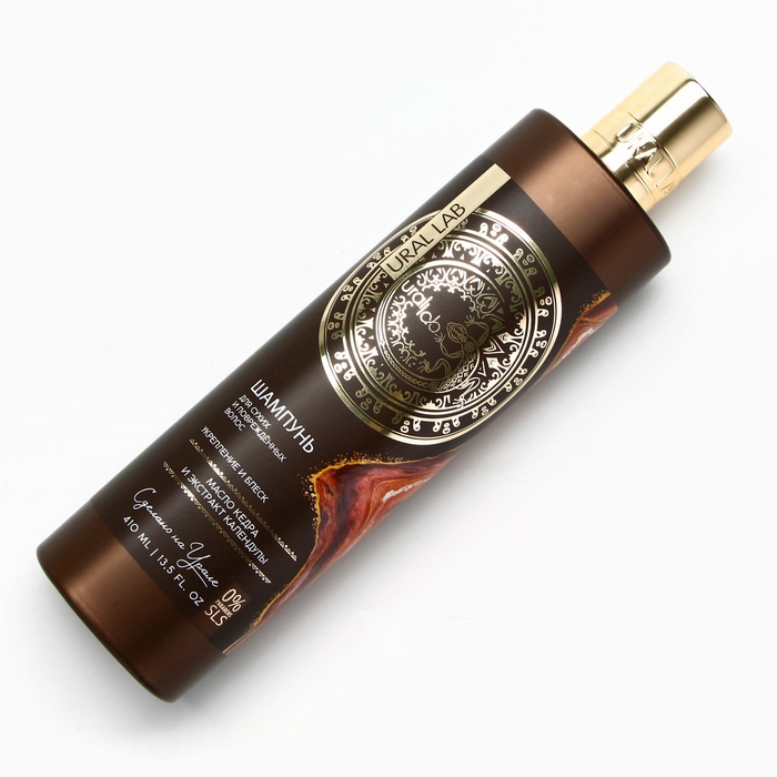 Шампунь для волос с маслом кедра и экстрактом календулы, укрепление и блекс, 410 мл, URAL LAB