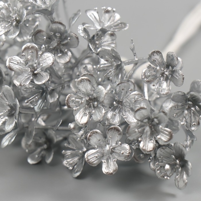 Искусственное растение для творчества "Незабудки" 1 букет = 6 веточек серебро 13,5 см