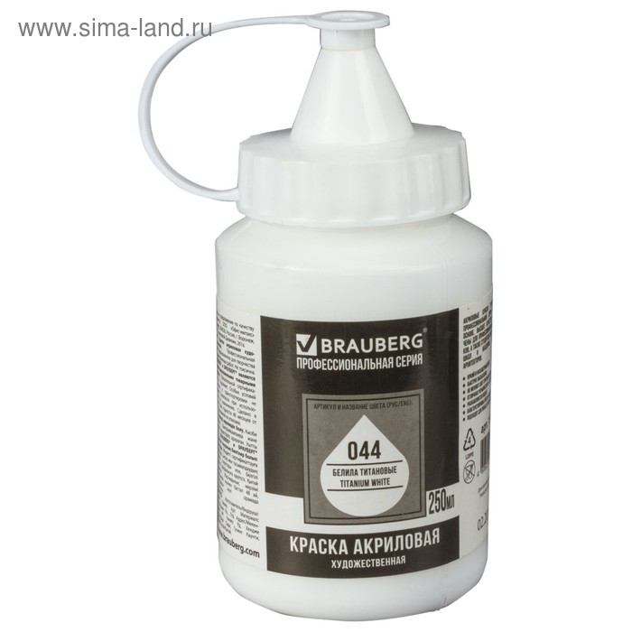 Краска акриловая художественная 250 мл, BRAUBERG ART CLASSIC, "Белила титановые"