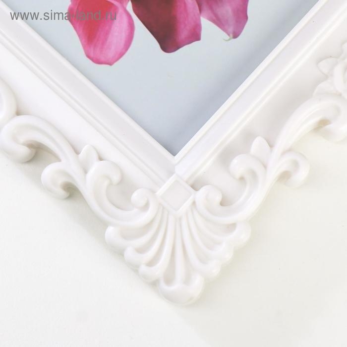 Фоторамка пластик 10х15 см Фоторамка пластик 10х15 см "Розочки и завитки роза" белая 20,5х15,5 см