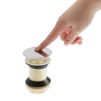 Донный клапан ZEIN B3, корпус пластик, большая кнопка, нержавеющая сталь, без перелива