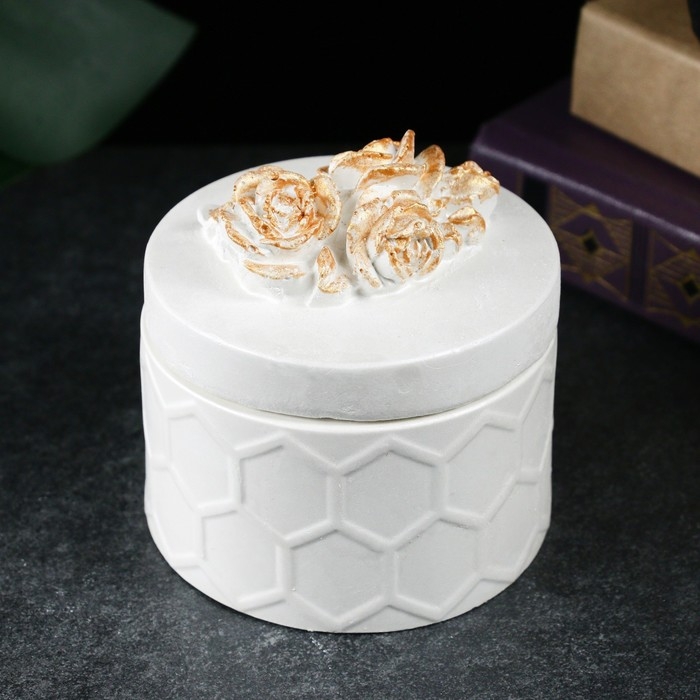 Шкатулка Шкатулка "Соты с цветами" 8х8х7,5см