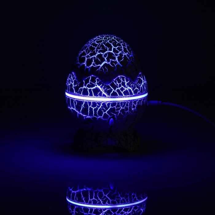 Световой прибор &laquo;Яйцо динозавра&raquo; 10 см, динамик, съёмная полусфера, свечение RGB, пульт ДУ, USB, белый