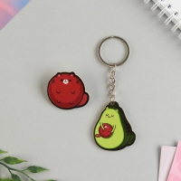 Брелок для ключей, значок, сувенир &laquo;Авокадо&raquo;, набор, 6,8 х 10,5 см.