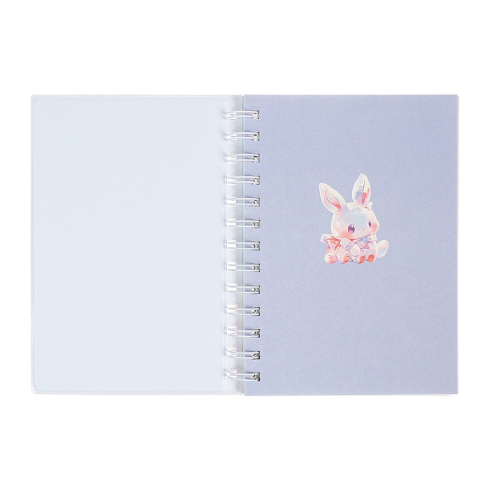 Записная книжка подарочная на гребне 80л,линия, цветной блок,обложка ПВХ 3D Зайка(17,6х13,5см)   105