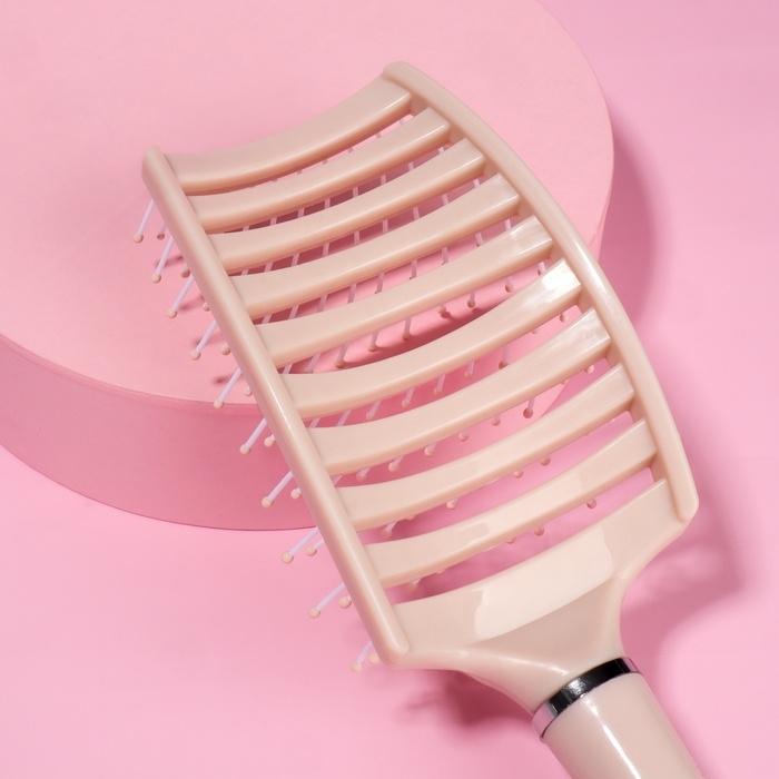 Расчёска массажная, широкая, вентилируемая, 7,3 &times; 25,3 см, цвет МИКС