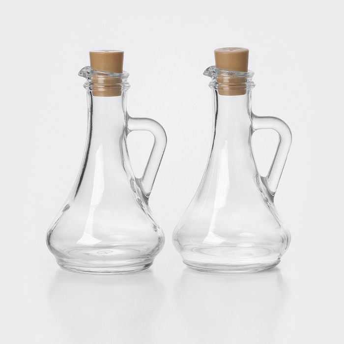 Набор стеклянных емкостей для масла-уксуса с пластиковой пробкой &laquo;Оливия&raquo;, 260 мл, 2 шт