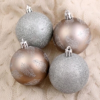 Набор шаров пластик d-6 см, 9 шт "Зимняя листва"