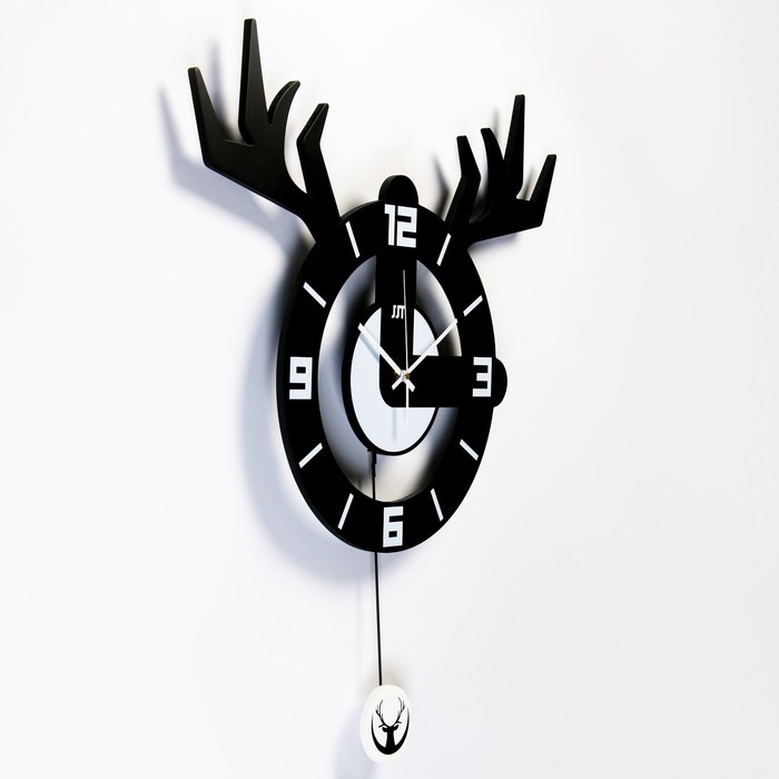Часы настенные интерьерные большие, с маятником, Часы настенные интерьерные большие, с маятником, "Охотник", бесшумные, 64х78 см