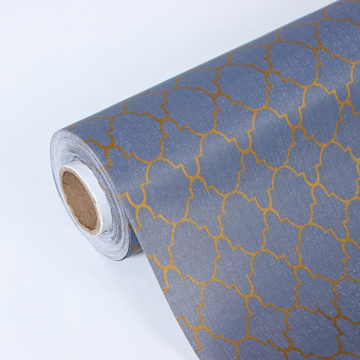 Клеёнка на стол Доляна &laquo;Орнамент&raquo;, на тканевой основе, ширина 137 см, рулон 20 м, толщина 0,22 мм, цвет серый