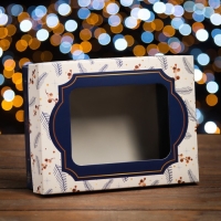 Новый год. Коробка подарочная новогодняя складная, крышка-дно, с окном "Happy New Year" 16,5 х 12,5 х 5,2 см