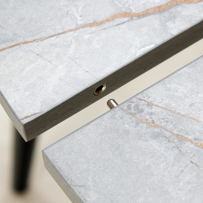 Стол раздвижной круглый "Орион", 950/1250х950х750, ноги металл Чёрный/Каспий светлый