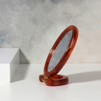 Зеркало настольное - подвесное &laquo;Овал&raquo;, двустороннее, с увеличением, зеркальная поверхность 6 &times; 9,3 см, цвет &laquo;янтарный&raquo;