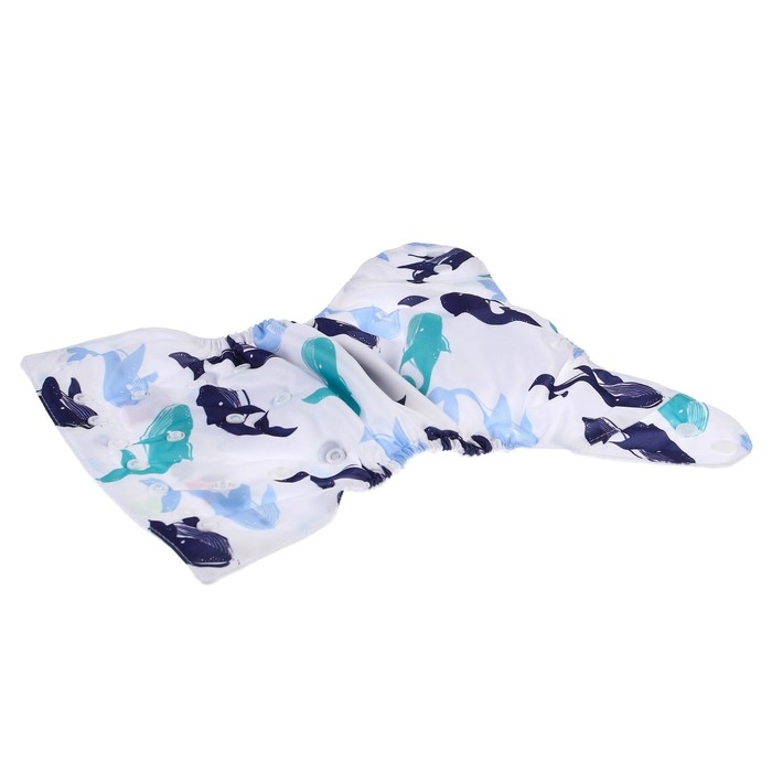 Трусики-подгузник, многоразовый, с 3-х слойным вкладышем &laquo;Киты&raquo;, Крошка Я