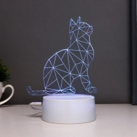 Светильник сенсорный "Кот сидя" LED 7 цветов USB/от батареек белый
