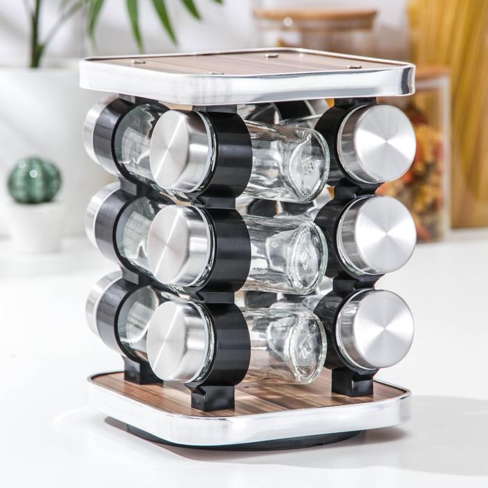 Набор для специй &laquo;Модерн&raquo;, 32,5&times;7&times;12,5 см, ёмкость, 90 мл, 4&times;9,5 см, 12 шт