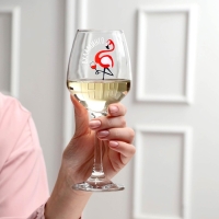 Бокал для вина &laquo;Вхламинго&raquo; 350 мл, тип нанесения рисунка: деколь