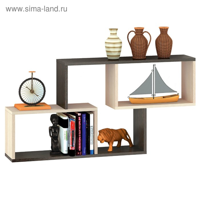 Полка навесная ПН-03, 600х1050х180, Венге/Дуб молочный Полка навесная ПН-03, 600х1050х180, Венге/Дуб молочный