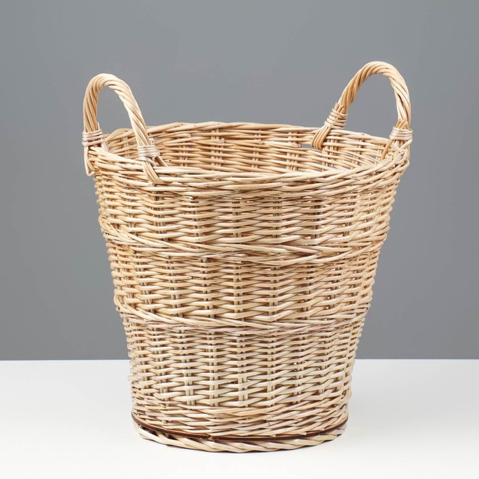 Корзина &laquo;Садовод&raquo;, дно фанера:20&times;20, верх: 30&times;30, H=25/33 см, ручное плетение, ива