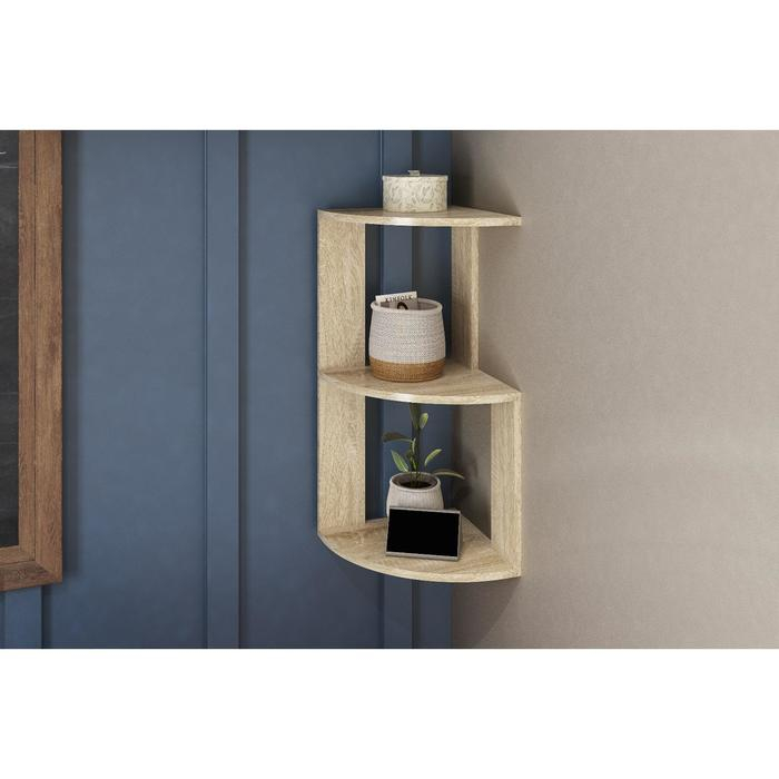 Полка угловая настольная и навесная Лео №3, 250х250х660, Дуб сонома Полка угловая настольная и навесная Лео №3, 250х250х660, Дуб сонома