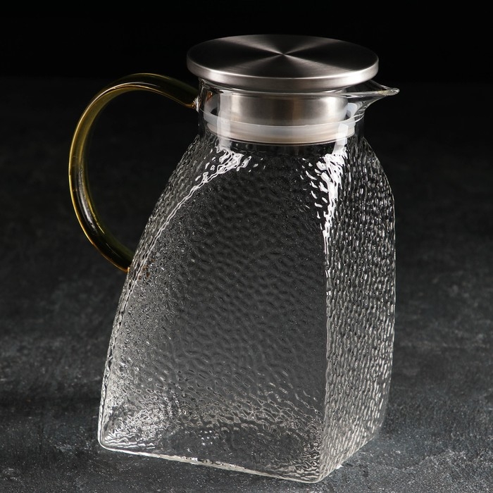 Кувшин для воды стеклянный с металлической крышкой «Сара», 1,4 л, 15,5×9×20 см Кувшин для воды стеклянный с металлической крышкой «Сара», 1,4 л, 15,5×9×20 см