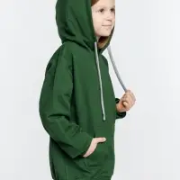 Толстовка с капюшоном детская Kirenga Kids, темно-зеленая, 10 лет