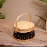 Корзинка плетёная с крышкой, из бамбука 20х20х23 см