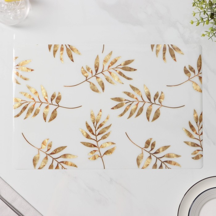 Салфетки сервировочные на стол Доляна &laquo;Кейли&raquo;, 4 шт, 30&times;45 см, цвет белый с золотом