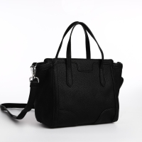 Сумка женская тоут на молнии, цвет чёрный