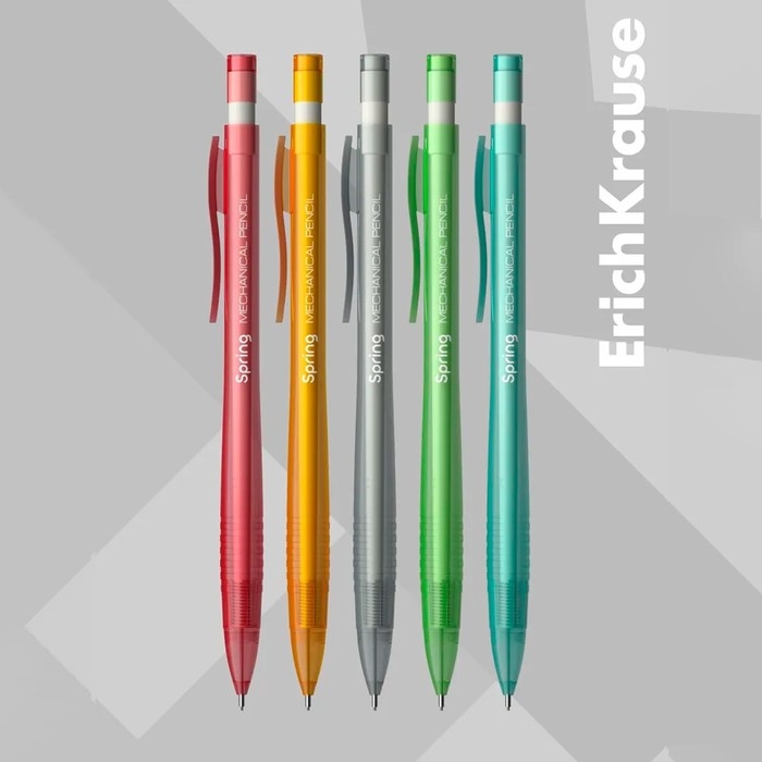 Карандаш механический с ластиком ErichKrause Карандаш механический с ластиком ErichKrause "Spring", НВ, грифель d=0.7 мм, в коробке, микс