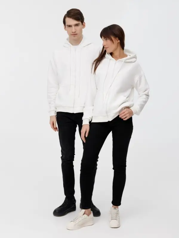 Толстовка унисекс оверсайз на молнии Zippy Terry, белая, размер XS/S