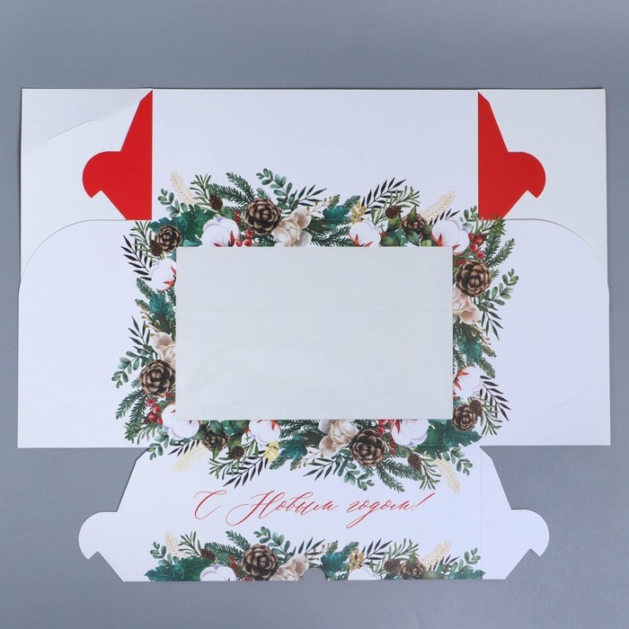 Коробка складная на 6 капкейков с окном &laquo;Веточки&raquo;, 25 х 17 х 10 см, Новый год