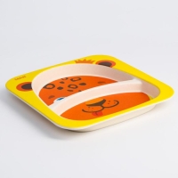 Тарелка детская из бамбука «Леопард», 2 секции Тарелка детская из бамбука «Леопард», 2 секции