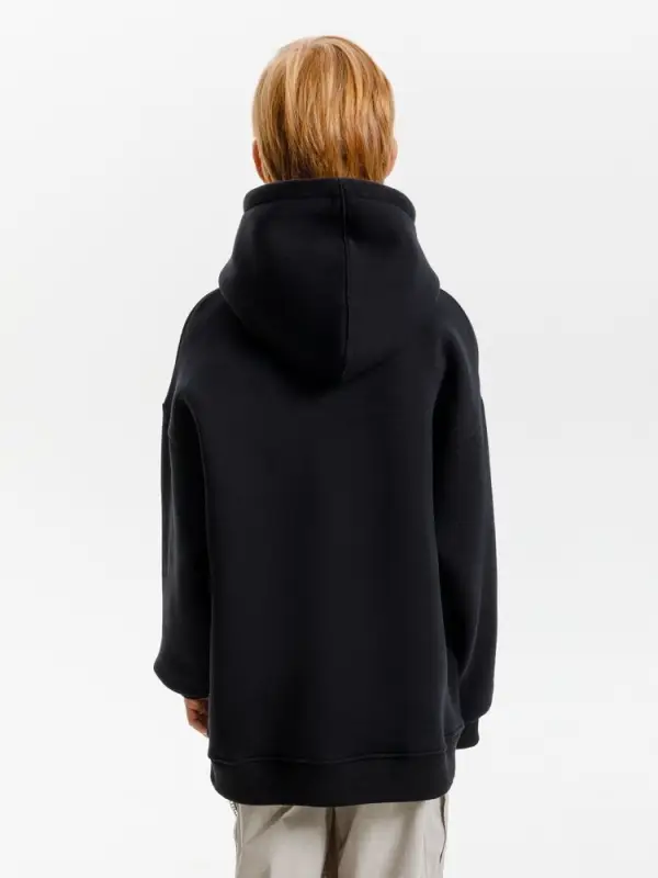 Худи детское оверсайз Junipero, черное, 6 лет