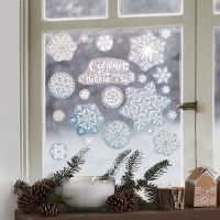 Наклейки новогодние, интерьерные, голография &laquo;Снежинки&raquo;, 21 х 29.7 см, Новый год