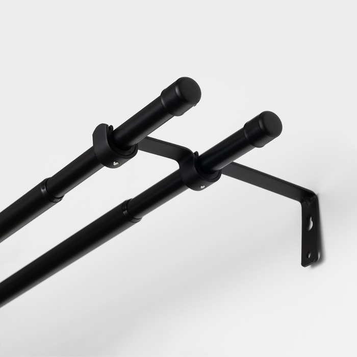 Карниз двухрядный кованый, 160-300 см, телескопический, металл, черный