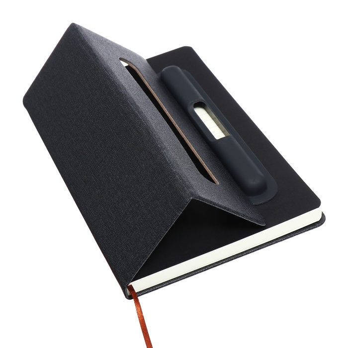 Ежедневник недатированный A5, 96л, лин, держатель для телефона/планшета/ручки, Черный