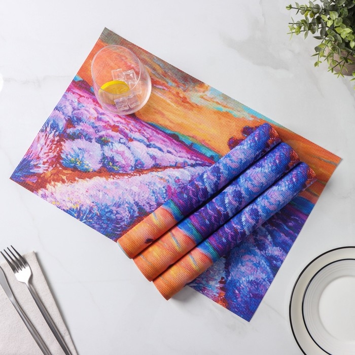 Салфетки сервировочные на стол Доляна &laquo;Пейзаж&raquo;, 4 шт, 45&times;30 см