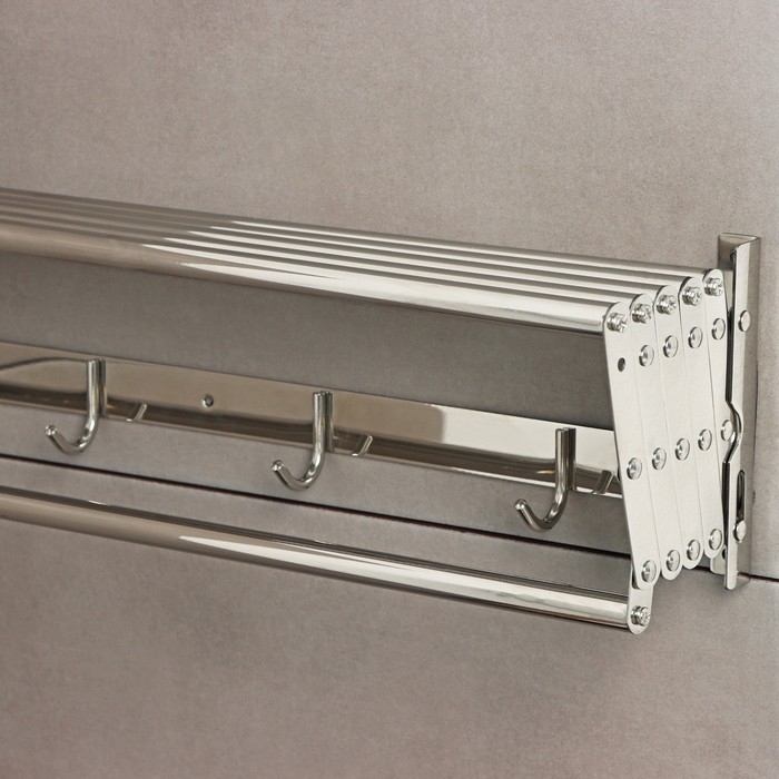 Полка выдвижная с держателем полотенец, 4 крючка 14,5×12(35)×58,5 см Полка выдвижная с держателем полотенец, 4 крючка 14,5×12(35)×58,5 см