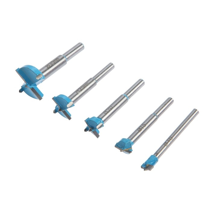 Набор сверл Форстнера ТУНДРА, твердосплавные пластины, цилиндр. хвост., 10-15-20-25-35 мм Набор сверл Форстнера ТУНДРА, твердосплавные пластины, цилиндр. хвост., 10-15-20-25-35 мм