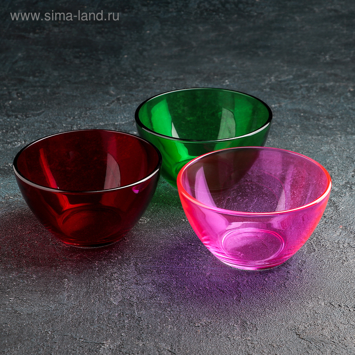Набор салатников &laquo;Радуга&raquo;, 250 мл, 3 шт, цвет МИКС