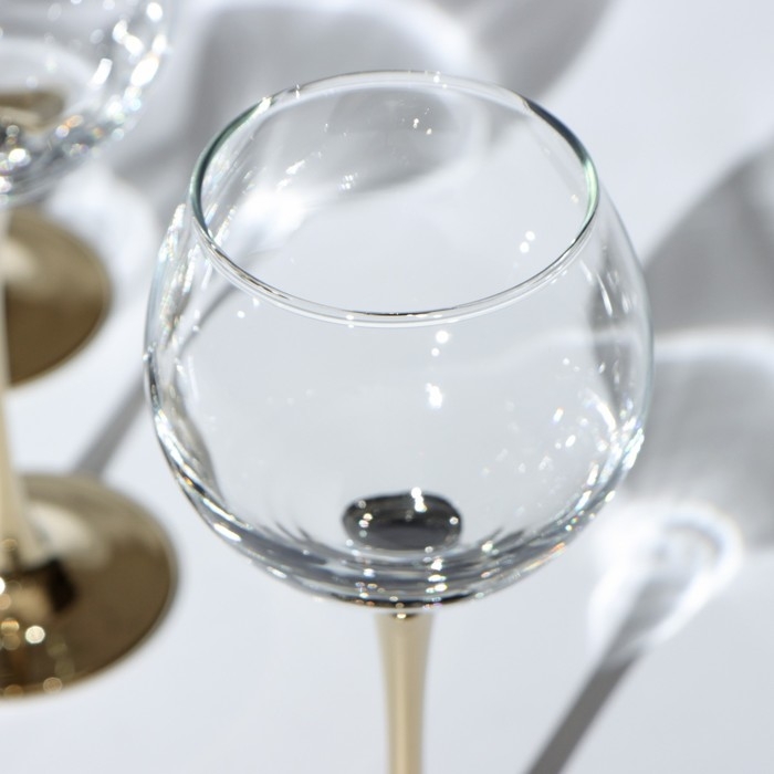 Набор бокалов для вина &laquo;Венеция&raquo;, 280 мл, 6 шт, цвет золотой