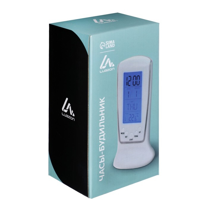 Будильник Luazon LB-02 Будильник Luazon LB-02 "Обелиск", часы, дата, температура, подсветка, белый