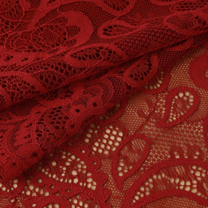 Кружевная эластичная ткань, 230 мм &times; 2,7 &plusmn; 0,5 м, цвет бордовый