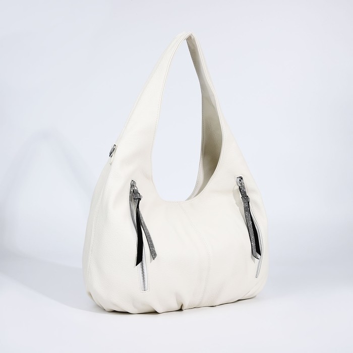 Сумка-мешок на молнии, 3 наружных кармана, цвет белый Сумка-мешок на молнии, 3 наружных кармана, цвет белый